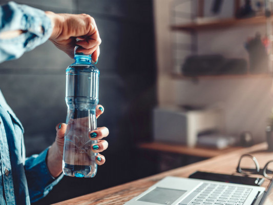 water at desk